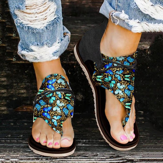 Sandalias Planas de Playa con Estampado Leopardo - Talla Grande Primavera Verano