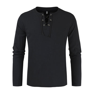 Camisa de Lino y Algodón con Cordones para Hombre - Image 10