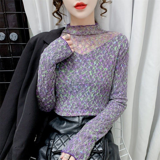 Blusa Floral de Encaje Elegante para Mujer