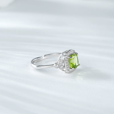 Anillo de Plata Peridoto Verde Elegante Temperamento S925 - Image 7