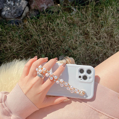 Funda para Celular Pro Max con Pulsera de Perlas y Pedrería para Mujer - Image 9