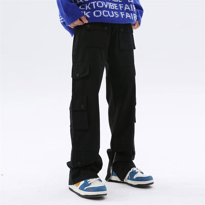 Pantalones Rectos con Abertura Lateral y Dobladillo Suelto - Image 3