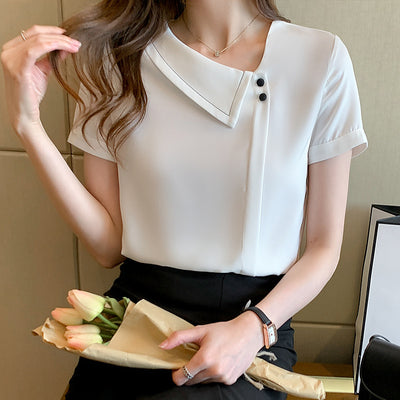 Blusa Chiffon Escote V Efecto Reductor Estilo Occidental - Image 4
