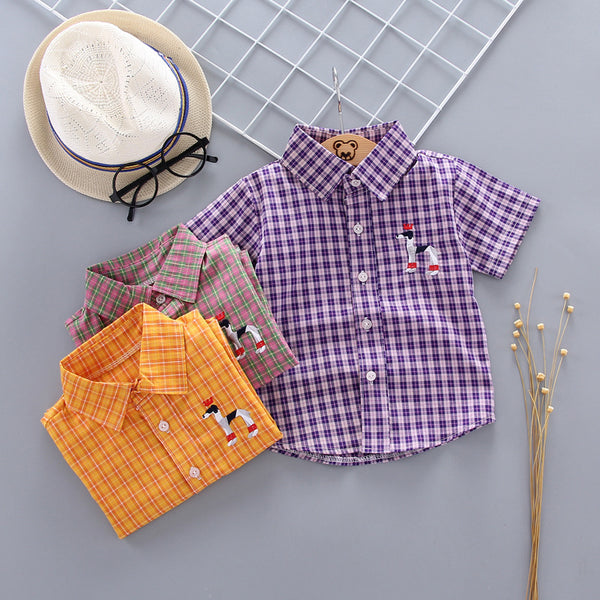 Camisa con Bordado de Cuadros