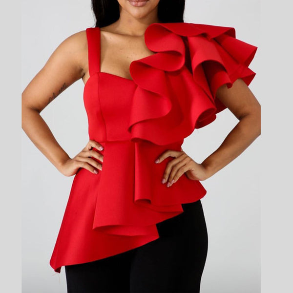Blusa con Volantes y Diseño Asimétrico