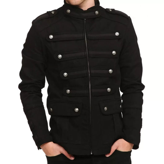 Chaqueta Militar Steampunk Gótica Vintage Negra para Hombre - Image 9