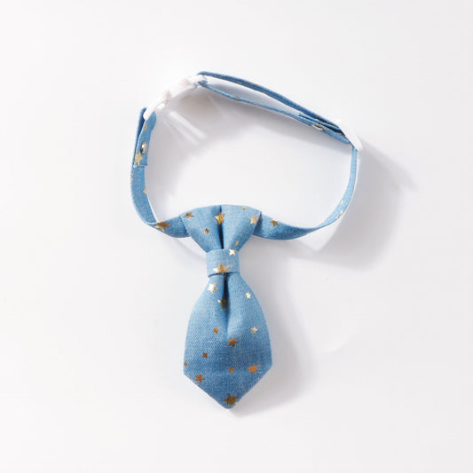 Collar Diseñador para Perros Pequeños y Medianos con Corbata Estrella Dorada Ajustable - Image 2