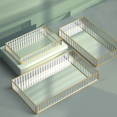 Bandeja de Almacenamiento Cristal Rayada Estilo Nórdico Lujo
