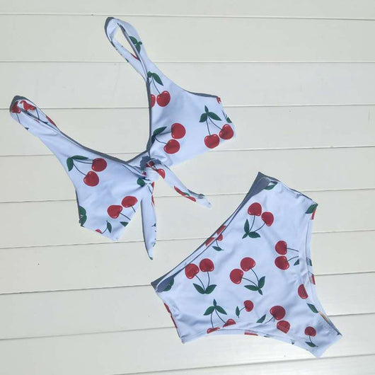 Bikini de Cintura Alta con Estampado de Moños y Abertura Lateral - Image 5