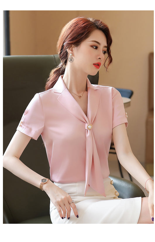 Blusa Suelta de Seda con Escote en V - Camisa Fluida Diosa Elegante - Image 13