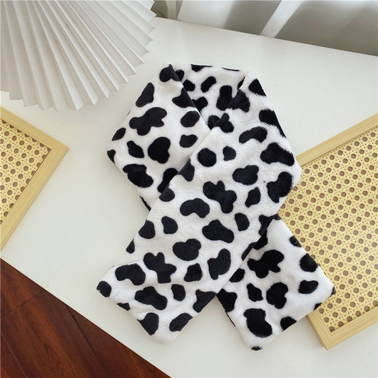 Bufanda Vaca Adorable Gruesa y Cálida de Felpa Cruzada para Parejas
