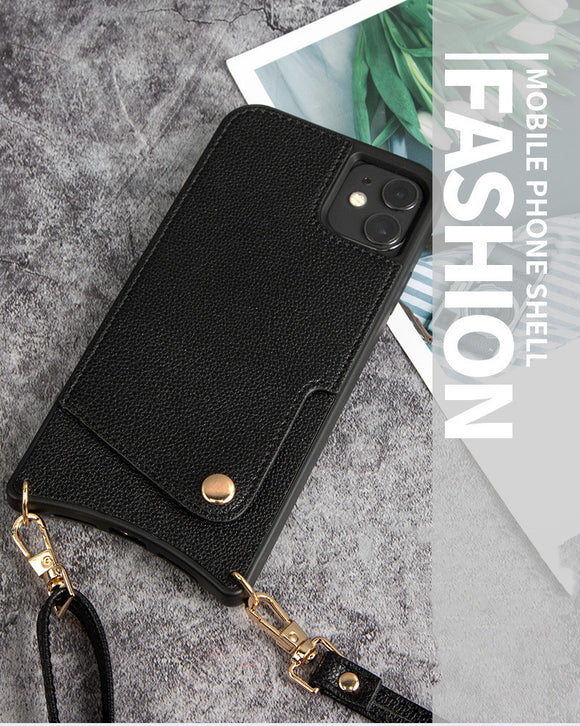 Funda Diagonal para Celular con Bolsillos de Tarjeta y Correa