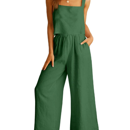 Conjunto Casual Elegante: Top Sin Mangas y Pantalón Ancho - Image 2
