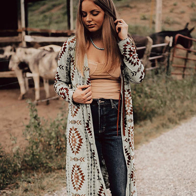 Cardigan Tejido con Estampado Geométrico - Colección Otoño para Mujer