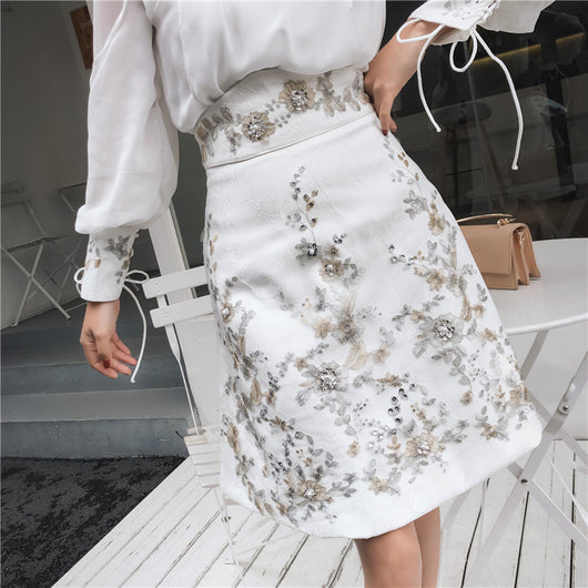 Falda A-line Bordada Slim Elegante - Image 14