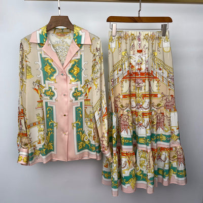 Falda Midi Estampada de Seda con Cintura Elástica Goddess - Image 3