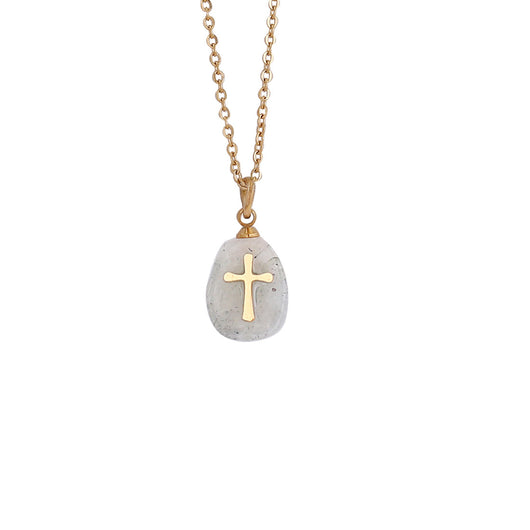 Collar de Cruz con Piedra Natural y Metal para Mujer - Image 7