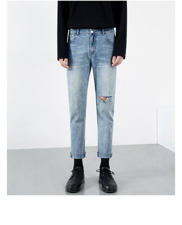 Pantalones Vaqueros Rotos para Hombre Ligeros de Verano