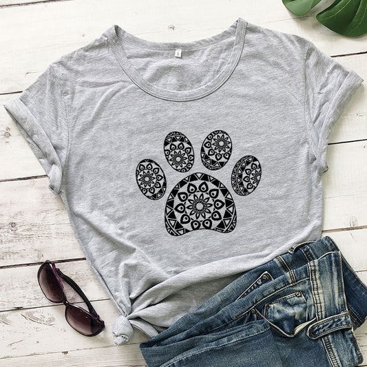 Camiseta Suelta Estampado Huellas Animales para Hombre y Mujer - Image 2