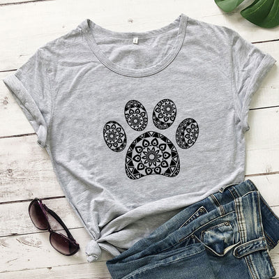 Camiseta Suelta Estampado Huellas Animales para Hombre y Mujer - Image 2