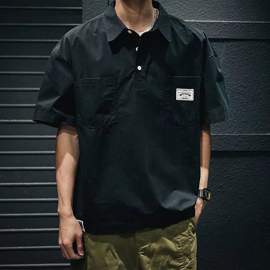 Camiseta de Trabajo Holgada en Colores Sólidos para Hombre