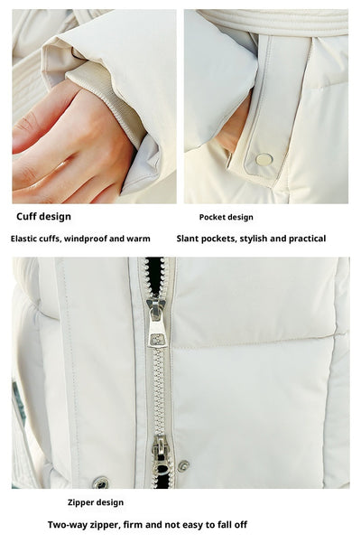 Abrigo Acolchado de Plumas con Cuello de Piel Sintética - Estilo Coreano Suelto - Image 26