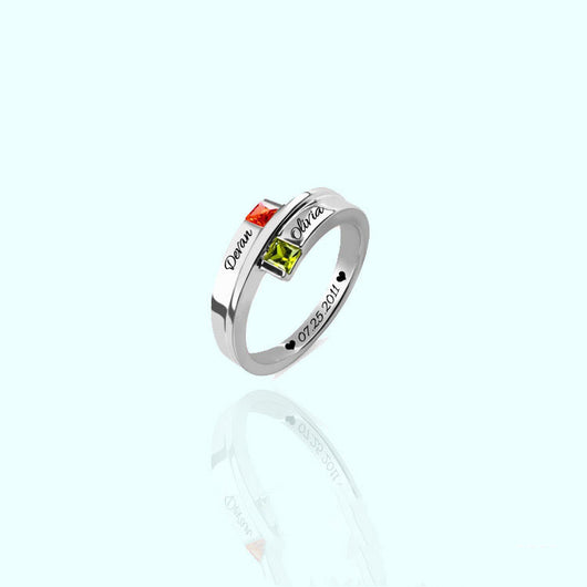 Anillo de Pareja Plateado con Letras de Moda - Image 14