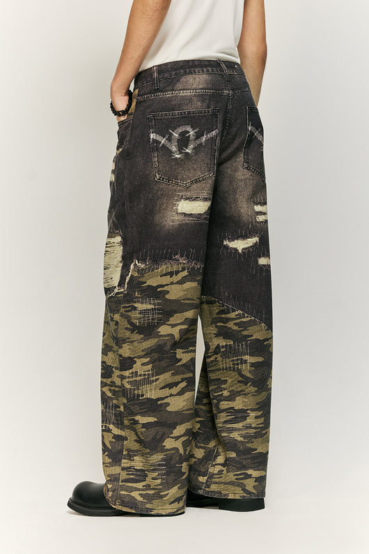 Pantalones Jeans Rectos Holgados con Estampado Digital Barba de Gato - Image 16