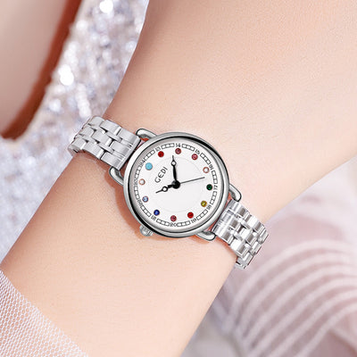 Reloj de Acero Inoxidable para Mujer con Piedra de Nacimiento - Lujo Minimalista Resistente al Agua - Image 4