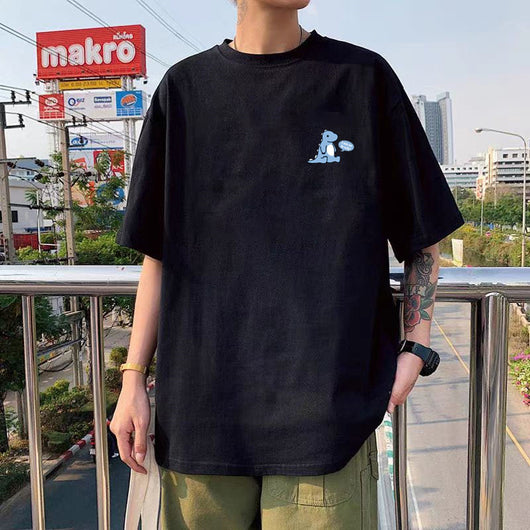 Camiseta de Algodón Holgada Talla Grande Cuello Redondo Estampada - Image 12