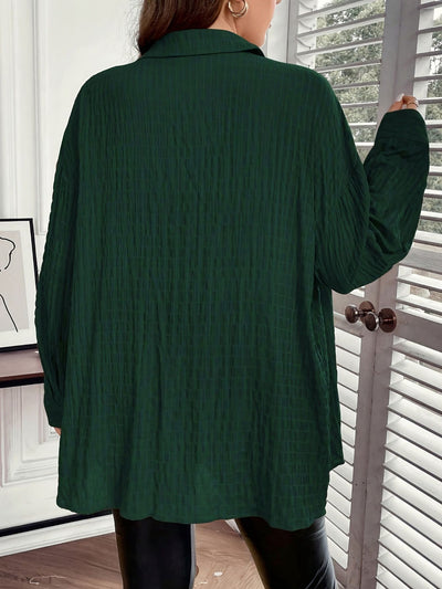 Blusa Casual con Cuello Polo para Tallas Grandes - Image 9