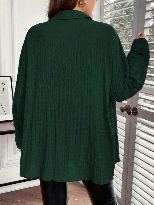 Blusa Casual con Cuello Polo para Tallas Grandes - Image 9