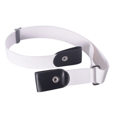 Beige elastic no-buckle belt with adjustable clips, designed for an invisible and comfortable fit. - Image 15