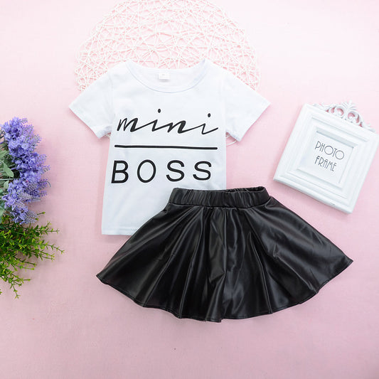 Conjunto Infantil Elegante de Dos Piezas con Manga Corta