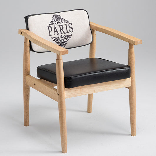 Silla Retro de Madera Maciza con Respaldo y Reposabrazos para Café - Image 4