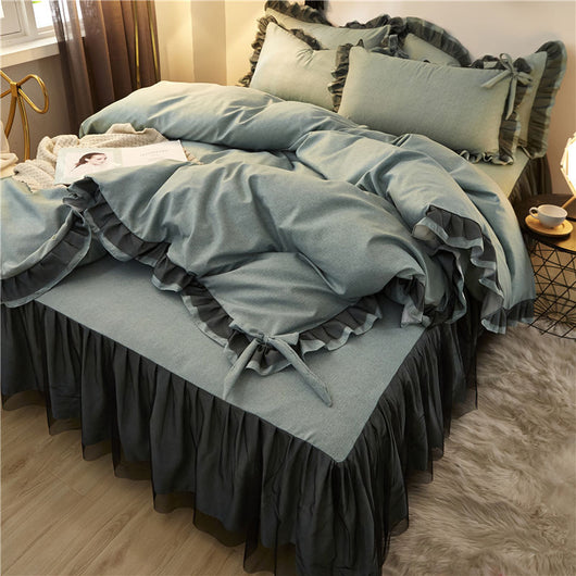 Juego de Cama Algodón Puro 4 Piezas con Encaje Elegante - Image 19