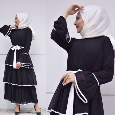 Torta Árabe Elegante Blanco y Negro con Vestido de Moda - Image 5