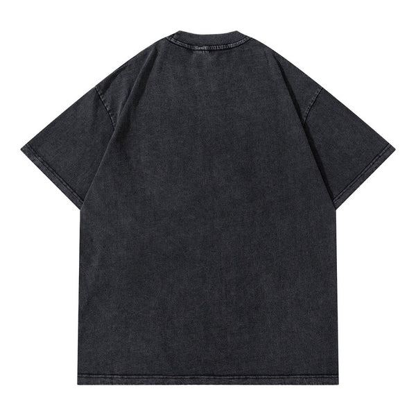 Camiseta Retro Suelta Estampado Calavera Abstracto para Hombre y Mujer
