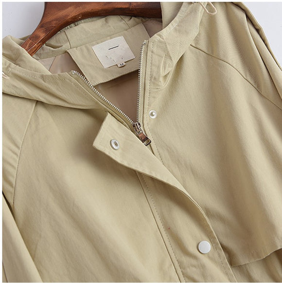 Gabardina Recta con Capucha para Mujer
