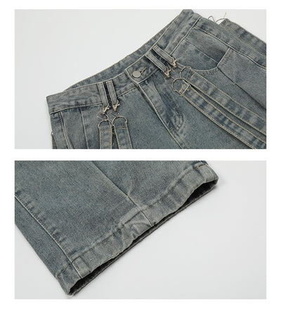 Pantalones Casuales Vintage Desgastados con Diseño de Cinta Minoritaria - Image 8