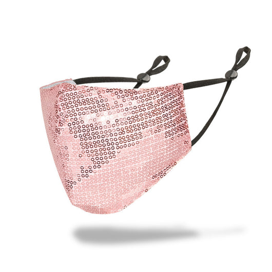 Green sequined adult face mask with adjustable black ear loops, designed for dust protection. - Image 3
