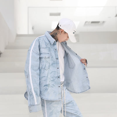 Chaqueta Denim Oversized Hip Hop Unisex - Mangas Anchas Estilo Urbano - Image 4