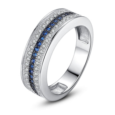 Anillo de Compromiso Circonita Azul y Blanca