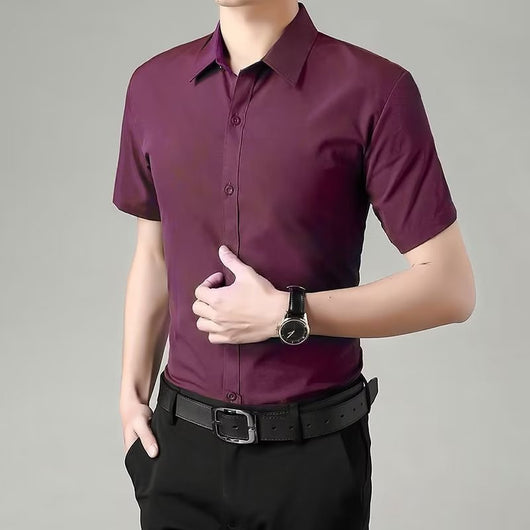 Camisa Ejecutiva Slim Fit Antirruga Manga Corta para Hombre - Image 6