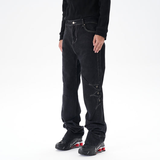 Jeans Sueltos Machete con Contraste de Color para Hombre