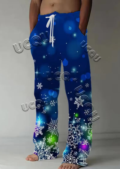 Pantalones Casuales Navideños con Estampado Santa Claus y Cintura Ajustable - Image 7