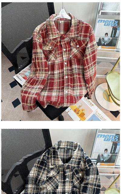 Chaqueta Camisa de Lana a Cuadros con Botones para Hombre - Image 15