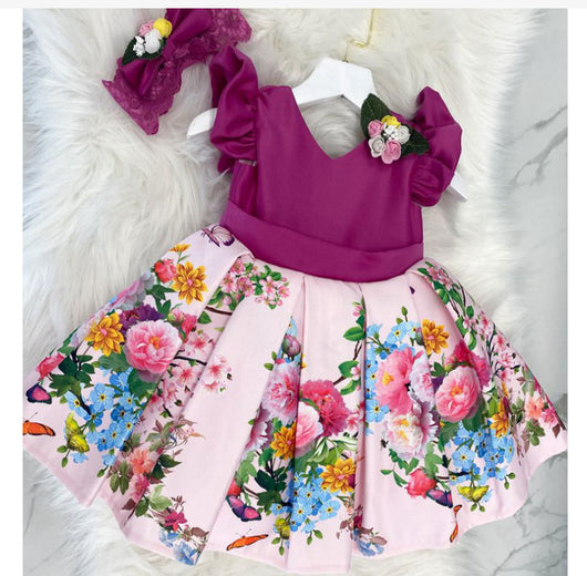 Vestido Princesa Estampado Forjado con Diadema - Image 5