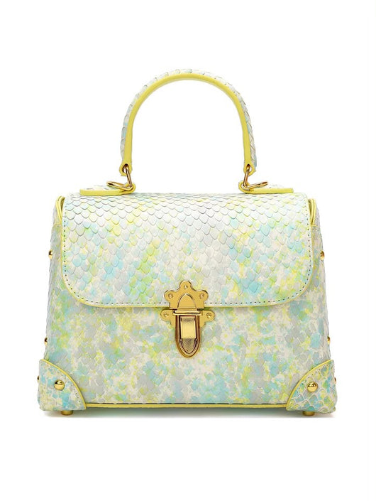 Bolso de Mano de Cuero con Patrón de Serpiente - Image 9