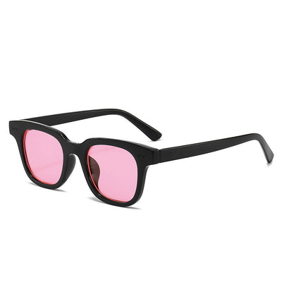 Black frame square sunglasses with light blue lenses, angled on a white background. - Image 12